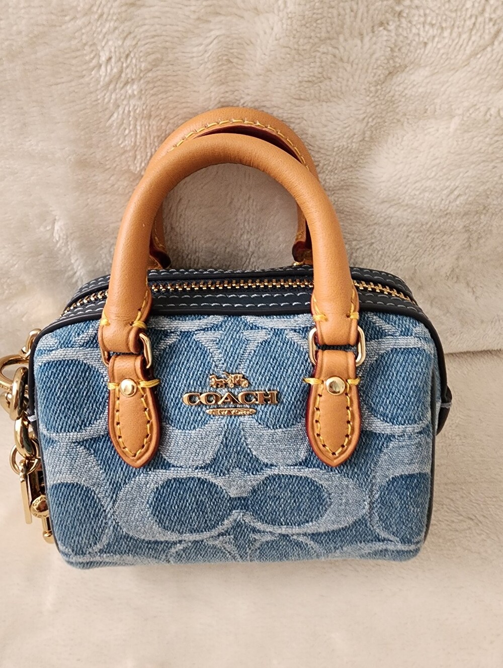 Coach Denim Mini Rowan Bag Charm/ Coin Purse